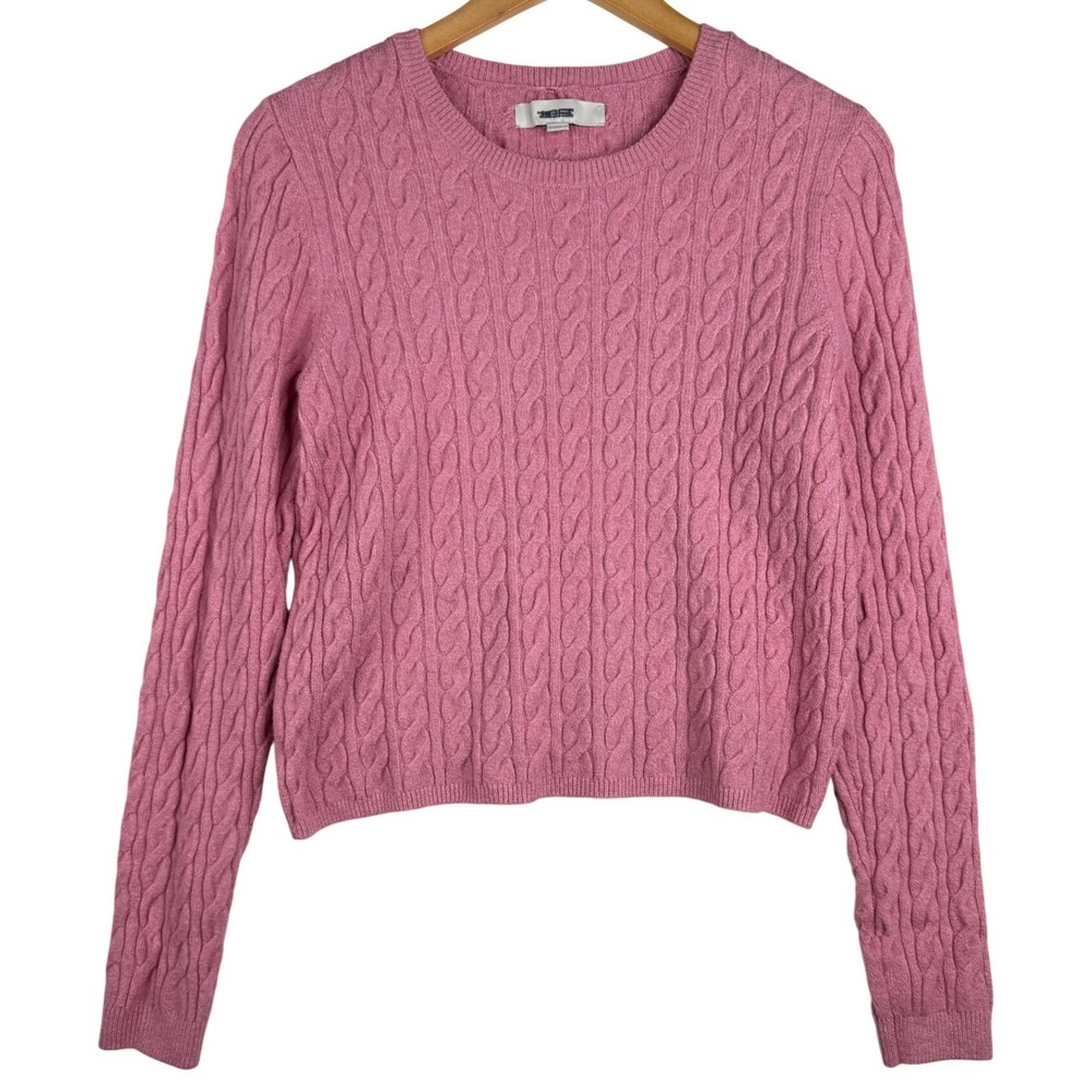 Loft Women's Cable Knit Crewneck Sweater size Medium Dusty Rose Pink